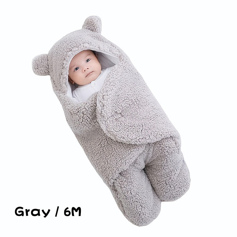 Winter Baby Sleeping Bag Bear Nap Printed Sleeping Bag, Suitable For Babies Aged 0-10 Months, Soft Nap Mat With Removable Pillow