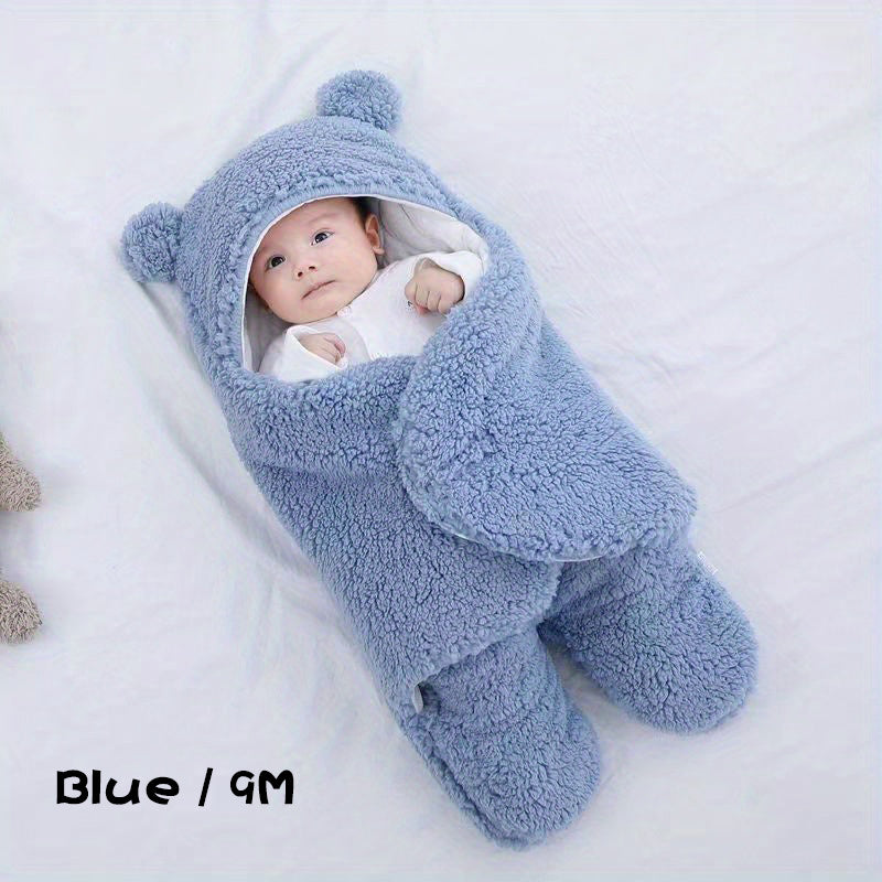 Winter Baby Sleeping Bag Bear Nap Printed Sleeping Bag, Suitable For Babies Aged 0-10 Months, Soft Nap Mat With Removable Pillow