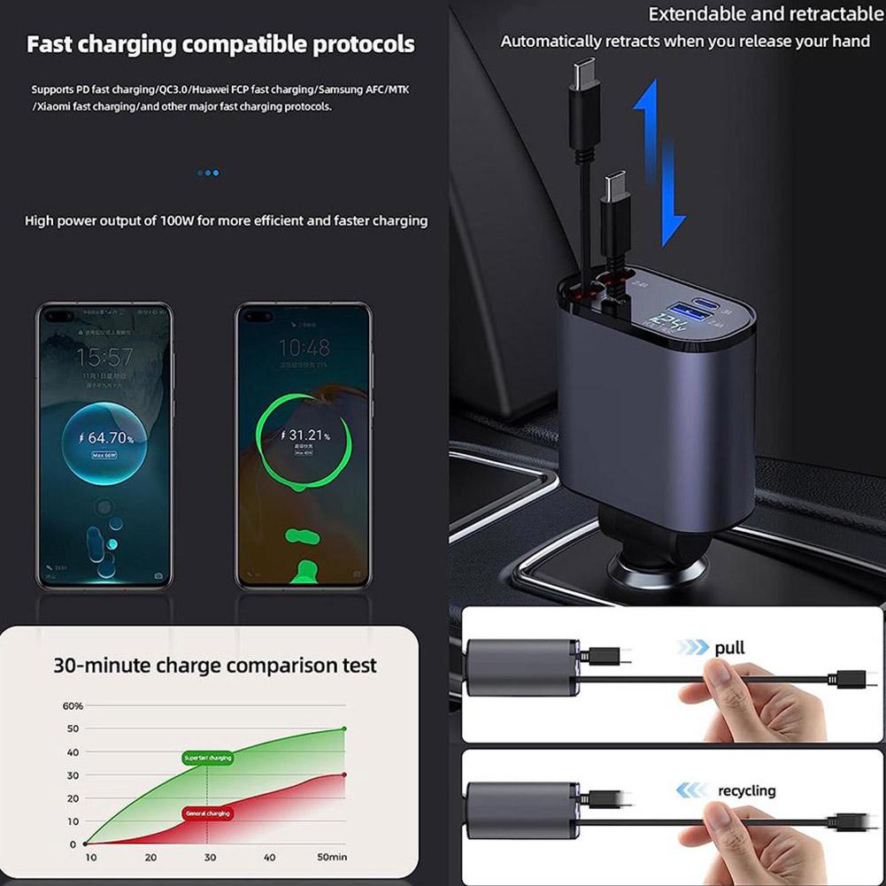 4 in 1 Retractable Car Charger