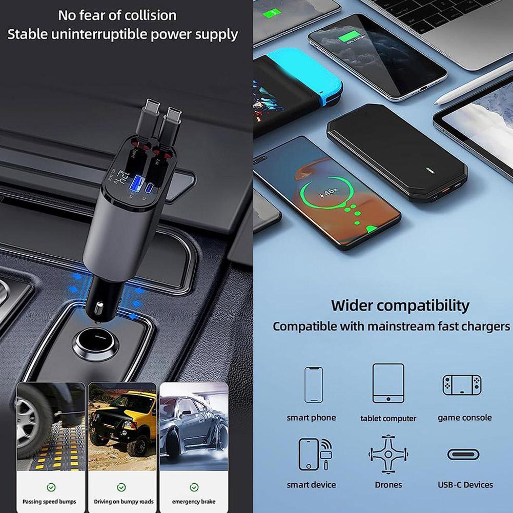 4 in 1 Retractable Car Charger
